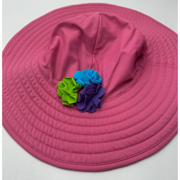 Hanna Andersson Pink Floppy Hat-Reversible Flowers Size Large Summer Beach A42 - Picture 1 of 3